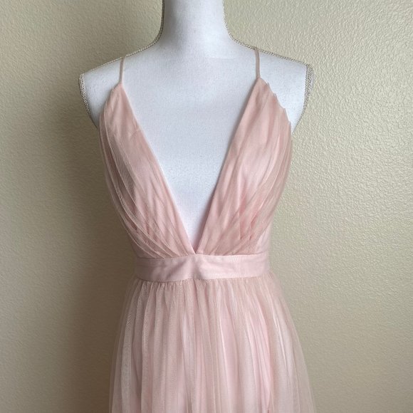 Agaci Dress Gown NEW + TAGS Tulle Mesh Blush Pink - Picture 6 of 13